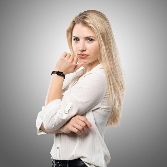 Leather Bracelet Women Knot Black 16cm Stainless Steel Clasp Gift Box - Picture 4 of 9